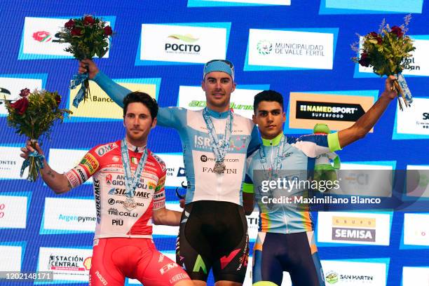 Podium / Manuel Belletti of Italy and Team Androni Giocattoli - Sidermec Silver medal / Rudy Barbier of France and Team Israel Start - Up Nation Gold...