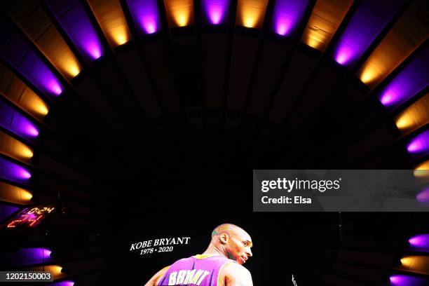 Moment of silence is held for former Los Angeles Laker great Kobe Bryant before the game between the New York Knicks and the Brooklyn Nets at Madison...