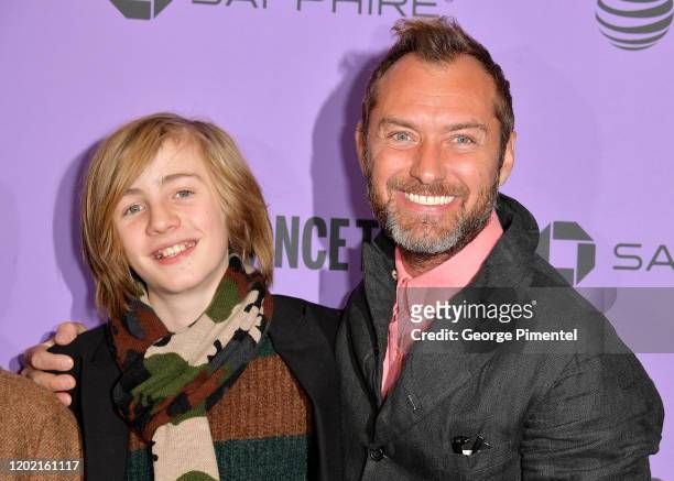 Charlie Shotwell and Jude Law attend the 2020 Sundance Film Festival - "The Nest" Premiere at Eccles Center Theatre on January 26, 2020 in Park City,...