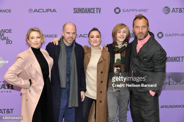 Carrie Coon, Sean Durkin, Oona Roche, Charlie Shotwell and Jude Law attend the 2020 Sundance Film Festival - "The Nest" Premiere at Eccles Center...