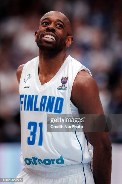 Jamar Wilson of Finland during the FIBA EuroBasket 2021 Qualifier match between Finland and Serbia in Espoo, Finland on February 20, 2020.