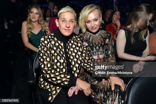 Ellen DeGeneres and Portia de Rossi attend the 62nd Annual GRAMMY Awards at STAPLES Center on January 26, 2020 in Los Angeles, California.