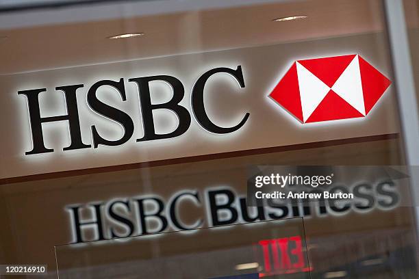 Sign hangs on a HSBC Bank branch at 110 William Street August 1, 2011 in New York City. According to reports. HSBC will eliminate 30,000 jobs...