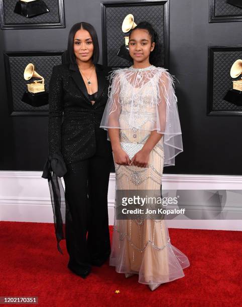Lauren London and Emani Asghedom attend the 62nd Annual GRAMMY Awards at Staples Center on January 26, 2020 in Los Angeles, California.