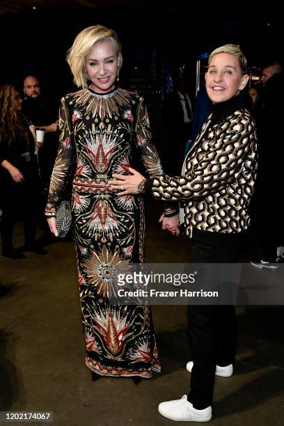 Portia de Rossi and Ellen DeGeneres attend the 62nd Annual GRAMMY Awards at STAPLES Center on January 26, 2020 in Los Angeles, California.