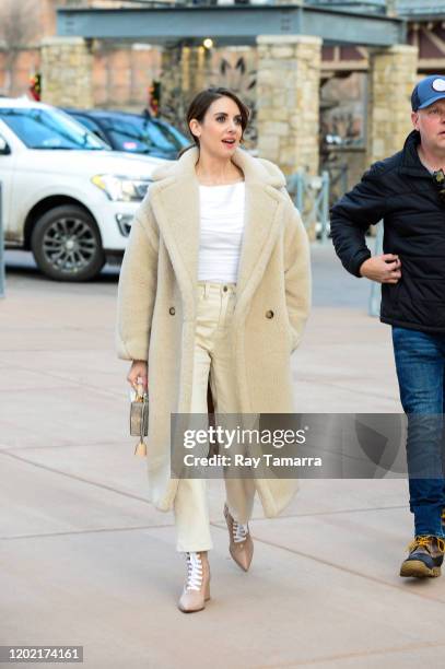 Actress Alison Brie walks on Main Street on January 26, 2020 in Park City, Utah.