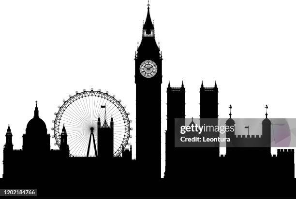 london (all buildings are complete and moveable) - big ben icon stock illustrations