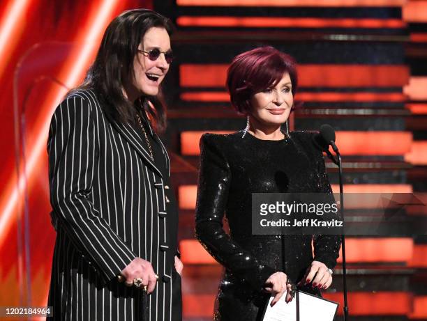 Ozzy Osbourne and Sharon Osbourne speak onstage during the 62nd Annual GRAMMY Awards at Staples Center on January 26, 2020 in Los Angeles, California.