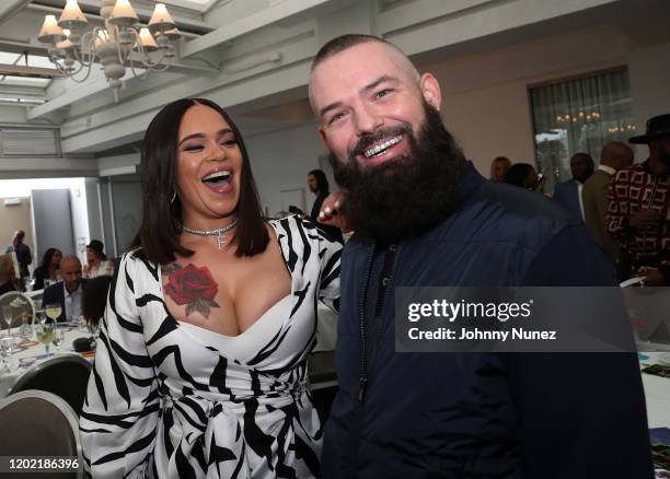 Faith Evans and Paul Wall attend the Bryan Michael Cox 16th Annual Music And Memory Pre-Grammy Brunch 2020 at SLS Hotel on January 26, 2020 in...