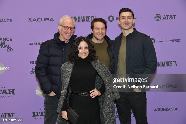 Brad Hall, Julia Louis-Dreyfus, Henry Hall, and Charlie Hall attend the 2020 Sundance Film Festival - "Downhill" Premiere at Eccles Center Theatre on...
