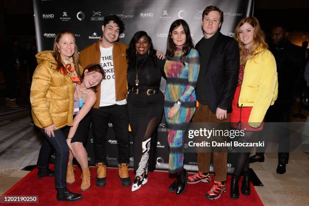 Kyle Redford, Christina Croll, guest, guest, Jillian Mayer, Dylan Redford and Lena Redford attend the private reception during Sundance 2020 for...