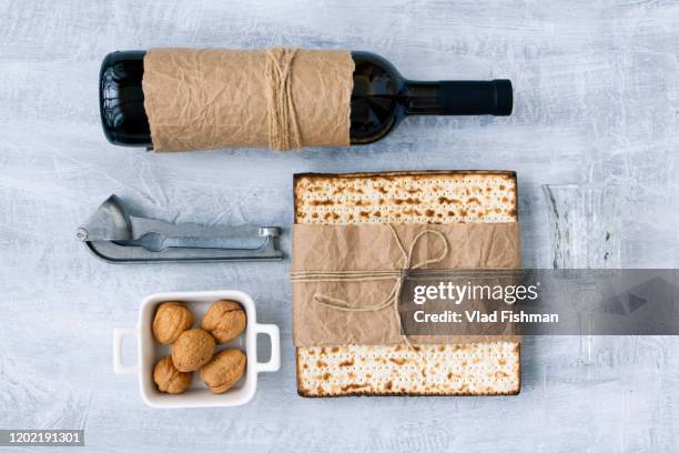 pack of matzah and red kosher - kosher symbol stock pictures, royalty-free photos & images