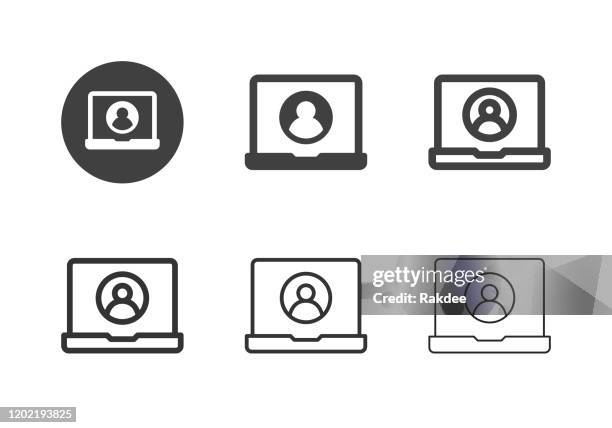profile view icons - multi series - maintenance worker with ipad stock illustrations