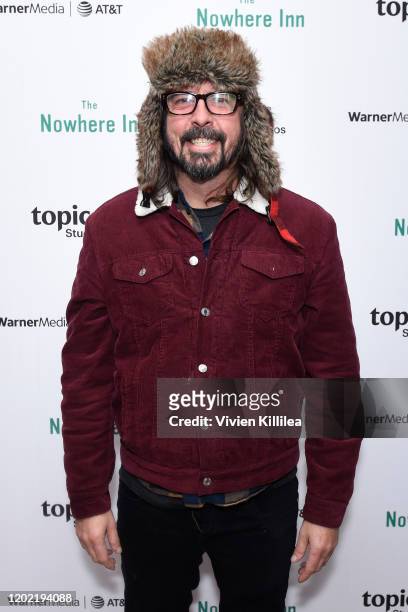 Dave Grohl stops by "The Nowhere Inn" Premiere Party at WarnerMedia Lodge: Elevating Storytelling with AT&T presented by Topic Studios during...