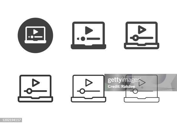 ilustraciones, imágenes clip art, dibujos animados e iconos de stock de iconos del reproductor multimedia - multi series - video voip