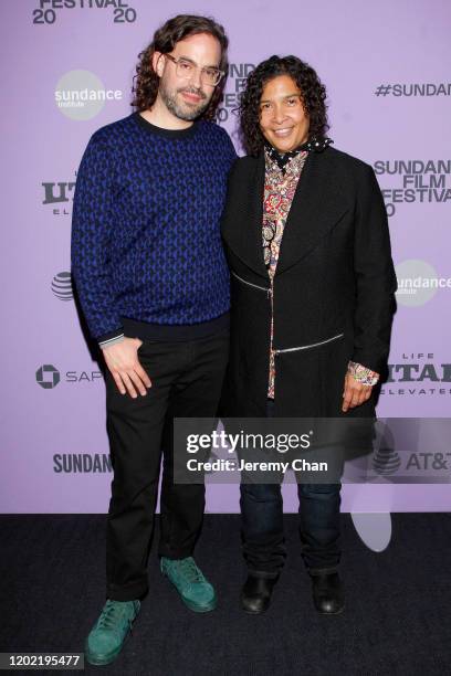 Esteban Arango and Shari Frilot attend the 2020 Sundance Film Festival - "Blast Beat" Premiere at The Ray on January 26, 2020 in Park City, Utah.