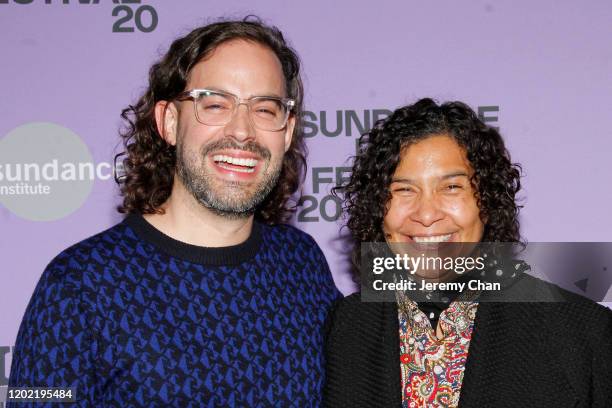 Esteban Arango and Shari Frilot attend the 2020 Sundance Film Festival - "Blast Beat" Premiere at The Ray on January 26, 2020 in Park City, Utah.