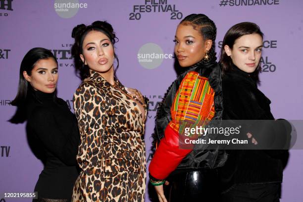 Diane Guerrero, Kali Uchis, Ashley Jackson, and Ava Capri attend the 2020 Sundance Film Festival - "Blast Beat" Premiere at The Ray on January 26,...
