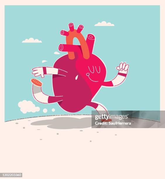 ilustraciones, imágenes clip art, dibujos animados e iconos de stock de corazón corriendo - cardiovascular exercise