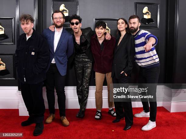 Ariel Rechtshaid, Chris Baio of Vampire Weekend, David Macklovitch of Chromeo, Ezra Koenig of Vampire Weekend, Danielle Haim of HAIM, and Chris...