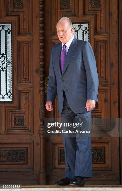 King Juan Carlos of Spain receives Spanish President Jose Luis Rodriguez Zapatero at Marivent Palace on August 1, 2011 in Palma de Mallorca, Spain.