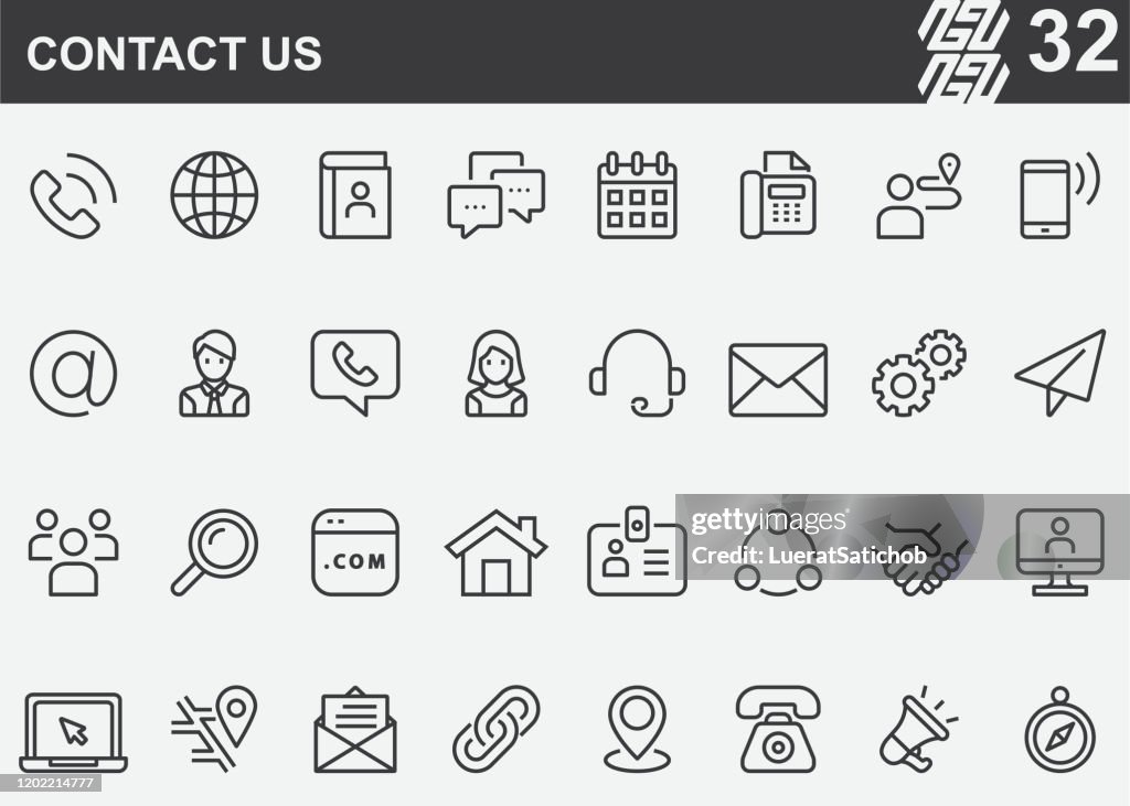 Contact Us Line Icons