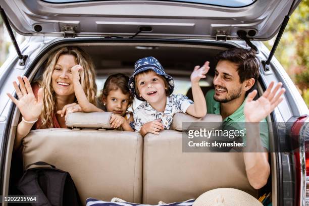 bye, we are going on family vacation! - taxi boys stock pictures, royalty-free photos & images