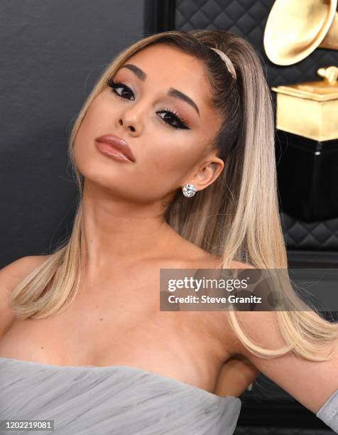 Ariana Grande arrives at the 62nd Annual GRAMMY Awards at Staples Center on January 26, 2020 in Los Angeles, California.