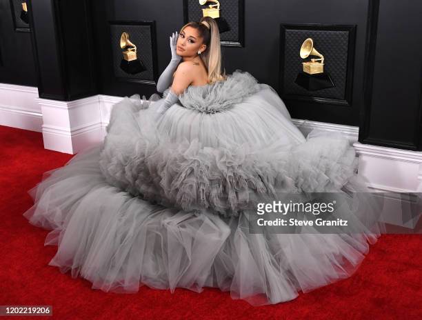 Ariana Grande arrives at the 62nd Annual GRAMMY Awards at Staples Center on January 26, 2020 in Los Angeles, California.
