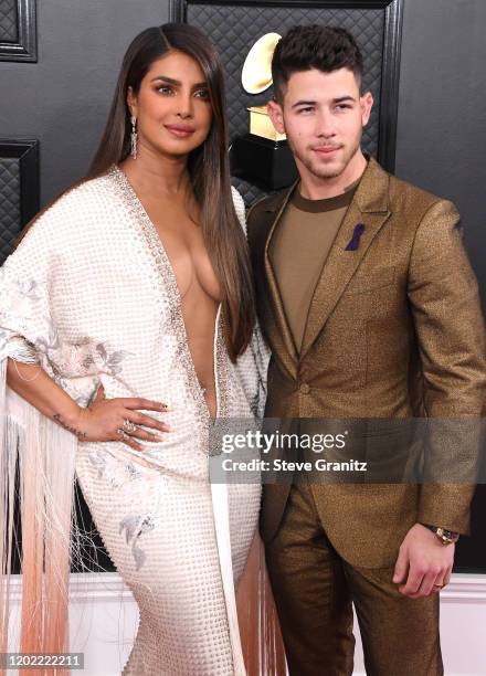 Priyanka Chopra and Nick Jonas arrives at the 62nd Annual GRAMMY Awards at Staples Center on January 26, 2020 in Los Angeles, California.