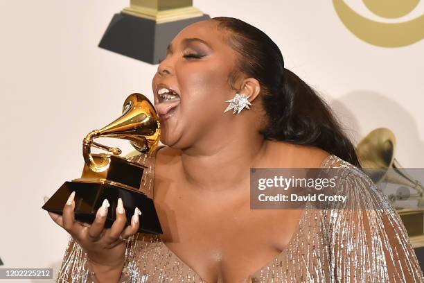 Lizzo attends the 62nd Annual Grammy Awards - Press Room at Staples Center on January 26, 2020 in Los Angeles, California.