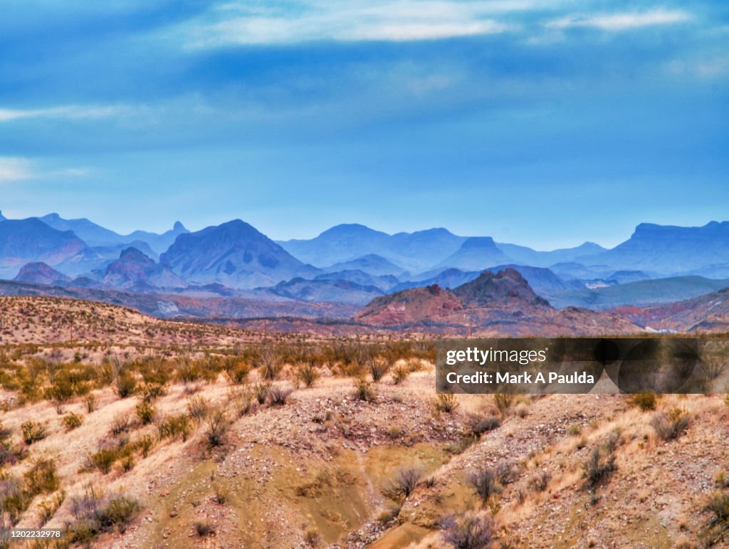 West Texas Landscape With Mountain Range in Background