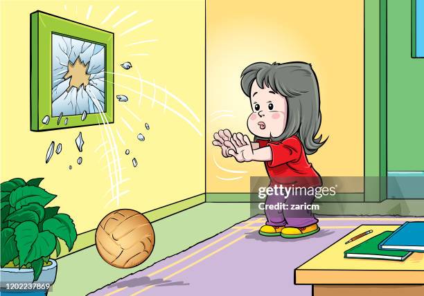 Ball Break Window Broken Window Ball House High Res Illustrations - Getty Images