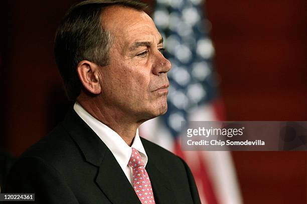 Speaker of the House John Boehner said he has encouraged Republican members to support a bipartisan debt ceiling deal during a news conference at the...