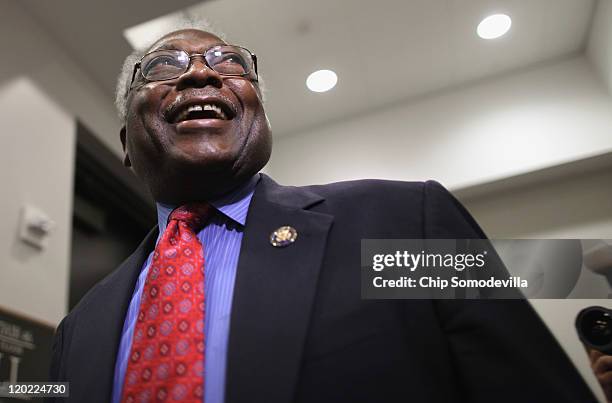 House Minority Assistant Leader James Clyburn heads into a meeting with House Democrats and Vice President Joe Biden at the U.S. Capitol August 1,...