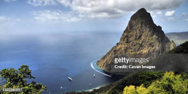 view from the caribbean island of st lucia - dominica stock pictures, royalty-free photos & images