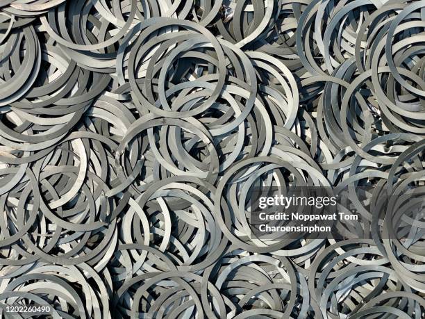 scarp tinfree steel (tfs) from 2-pieces food can body production, chachoengsao province, thailand - walzblech stock-fotos und bilder