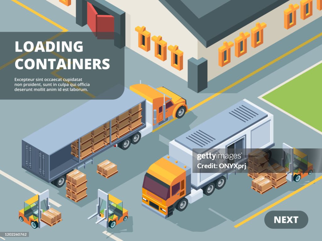 Logistic Concept Warehouse Loading Containers Shipping Transportation ...