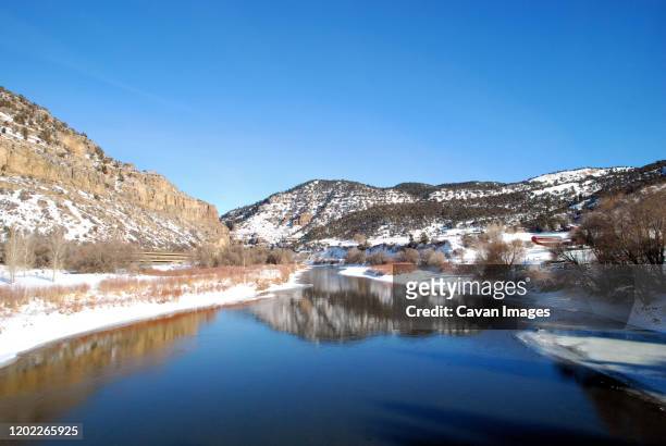 eagle river reflections in the winter - vail colorado stock pictures, royalty-free photos & images