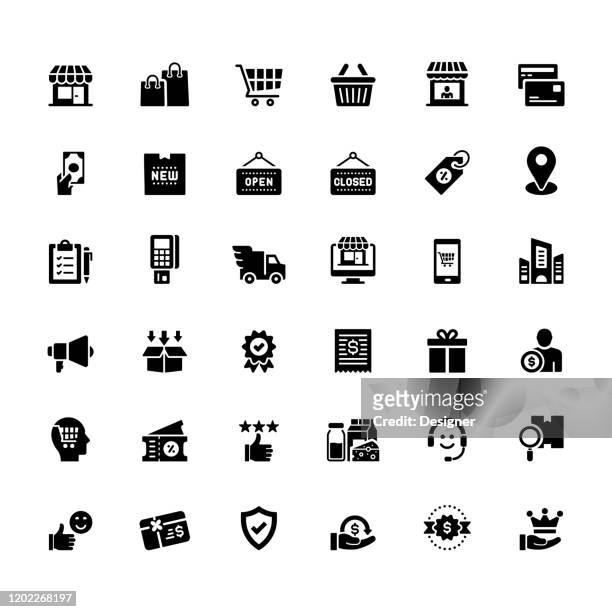 simple set of shopping and retail related vector icons. symbol collection. - shopping stock illustrations