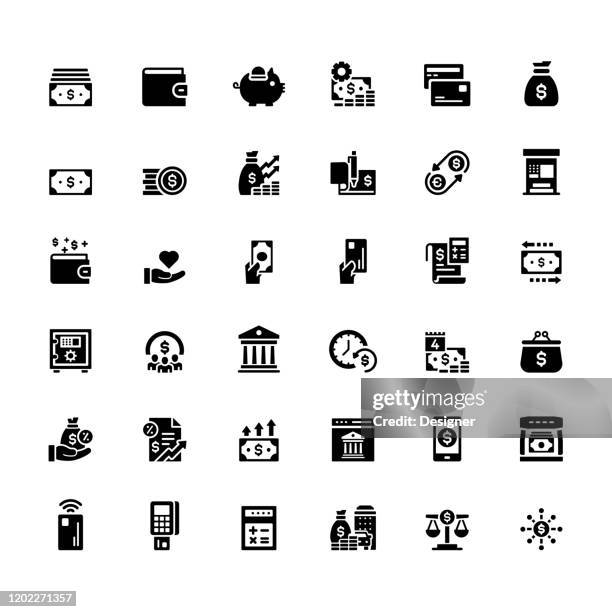 ilustraciones, imágenes clip art, dibujos animados e iconos de stock de conjunto simple de iconos vectoriales relacionados con el dinero. colección de símbolos - inflation