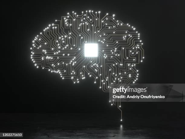 artificial intelligence brain - chip stock-fotos und bilder