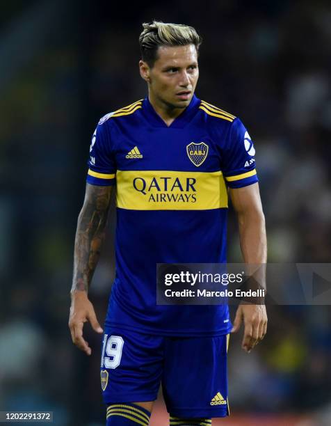 Mauro Zarate of Boca Juniors looks on during a match between Boca Juniors and Independiente as part of Superliga 2019/20 at Alberto J. Armando...