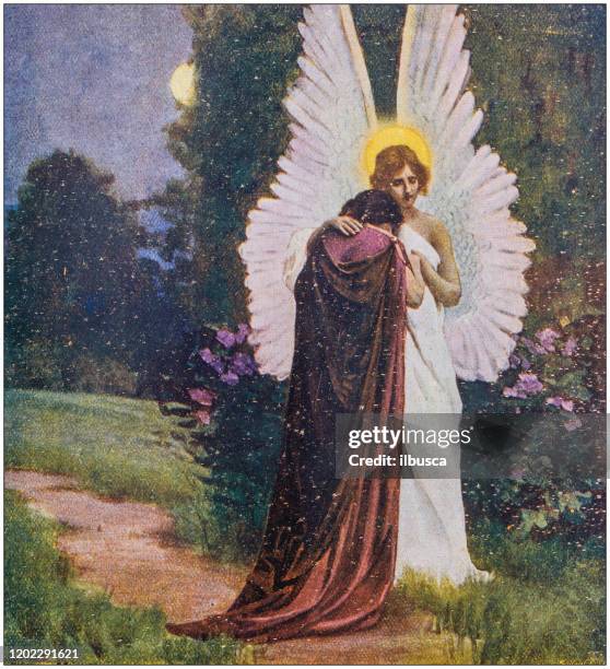 Antique Illustration Angel Hug High-Res Vector Graphic - Getty Images