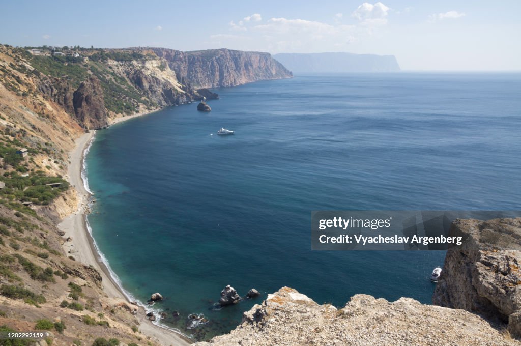 The Black Sea coastline, the sunny summer in Crimea