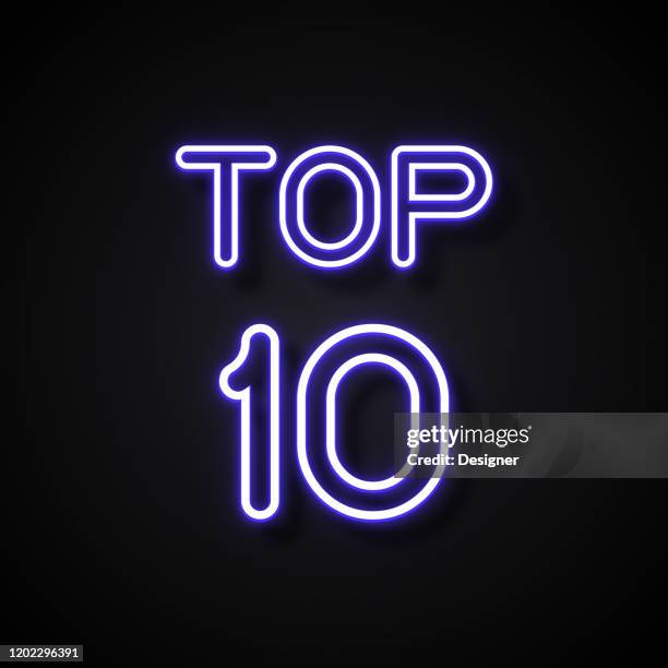 ilustraciones, imágenes clip art, dibujos animados e iconos de stock de top 10 text neon style, elementos de diseño - top 10