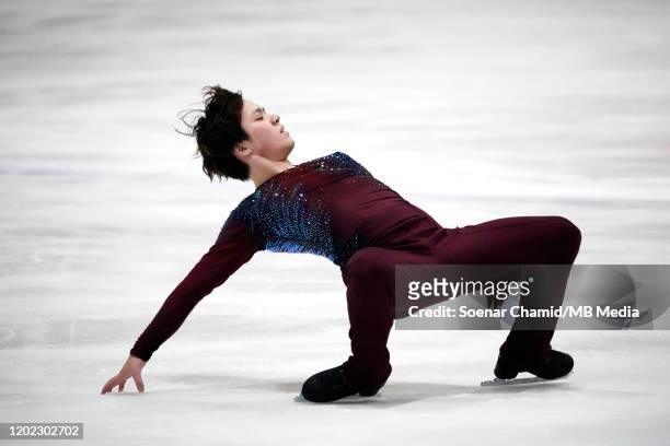 Shoma Uno of Japan competes during Senior Men Short Program on February 21, 2020 in The Hague, Netherlands.