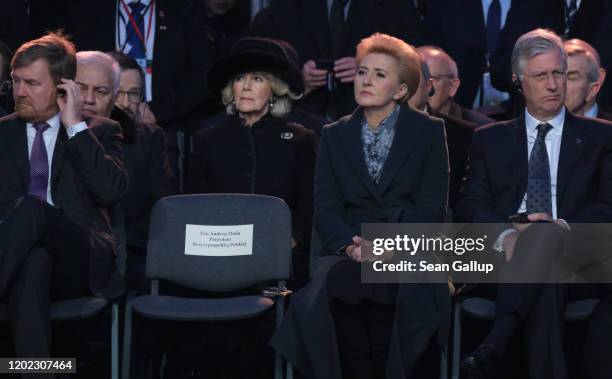 Camilla, Duchess of Cornwall, , as well as King Willem of the Netherlands , and Polish First Lady Agata Kornhauser-Duda attend the official ceremony...