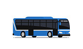 Blue public bus.