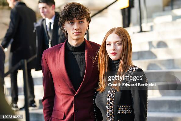 Gavin Casalegno and Larsen Thompson are seen, outside Elie Saab